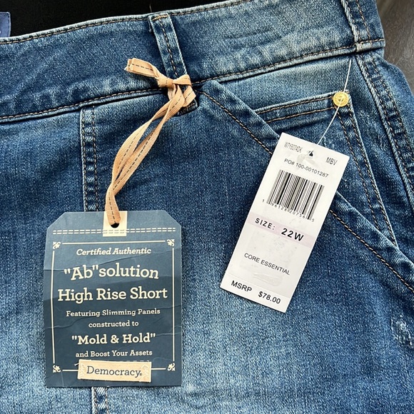 Democracy Ab"solution® High Rise Vintage Blue Denim Plus Shorts. - Picture 11 of 12